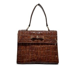 Brown Crocodile Pattern Handbag